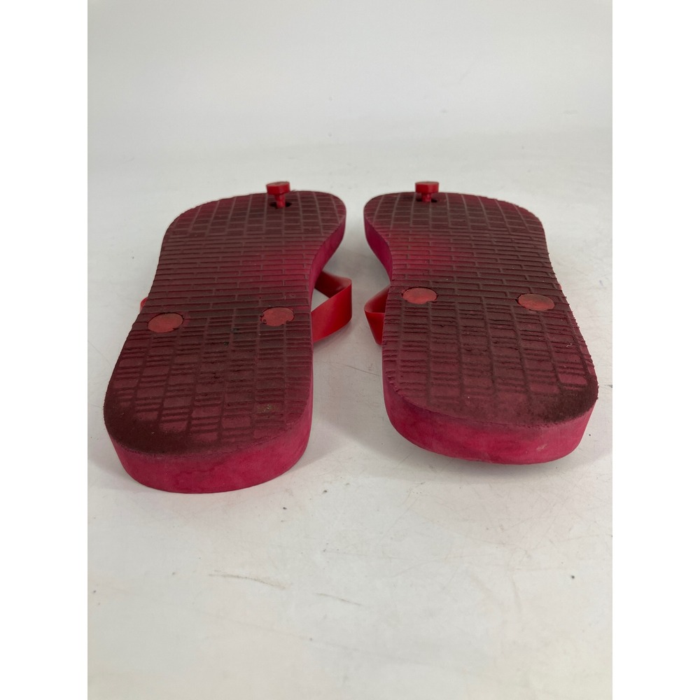 Tory Burch Flip Flops Womens Red White Excellent Floral Logo Medallion Sandals 6 - Picture 7 of 8